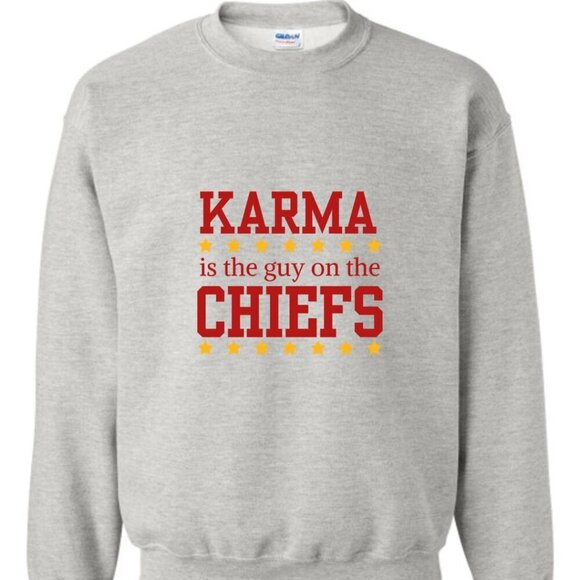 Hand Crafted Tops - Karma is the Guy on the Chiefs Sweatshirt Sweater